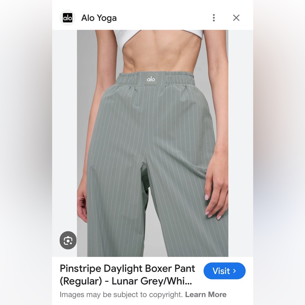 🤩ALO NWT🤩 Pinstripe Daylight Boxer Pant - Grey and White SOLD OUT ONLINE